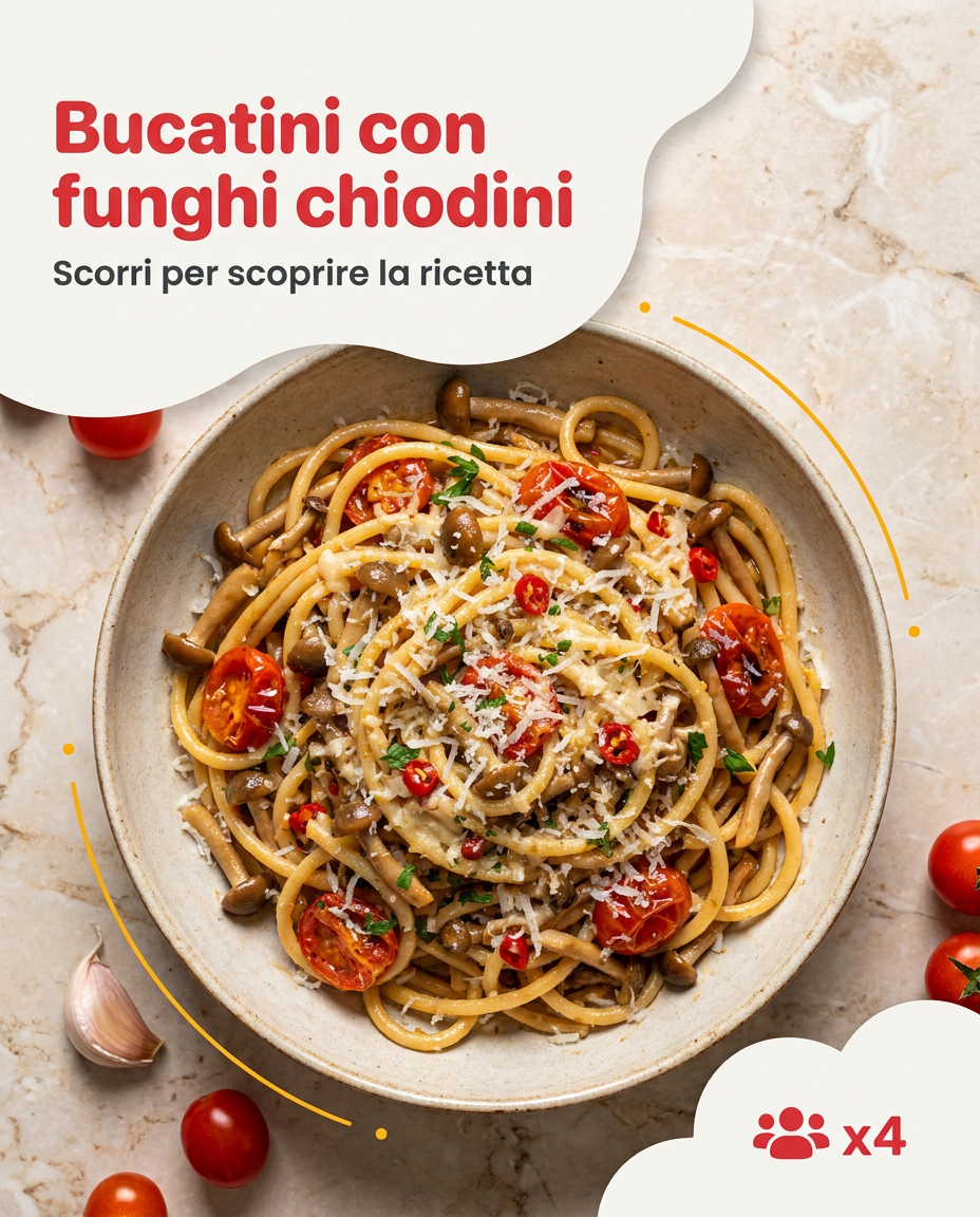 Bucatini con funghi chiodini