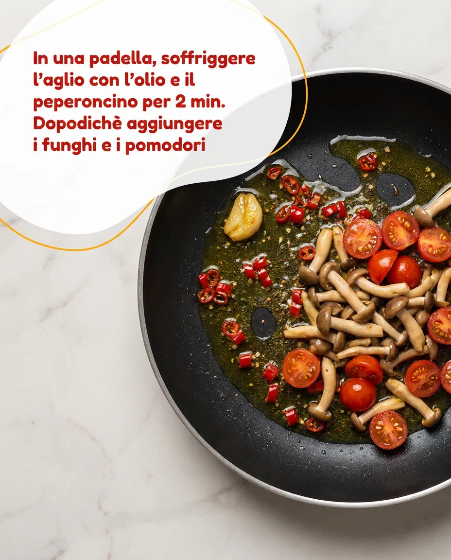 Bucatini con funghi chiodini fase 3