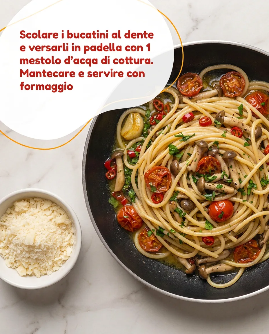Bucatini con funghi chiodini fase 5