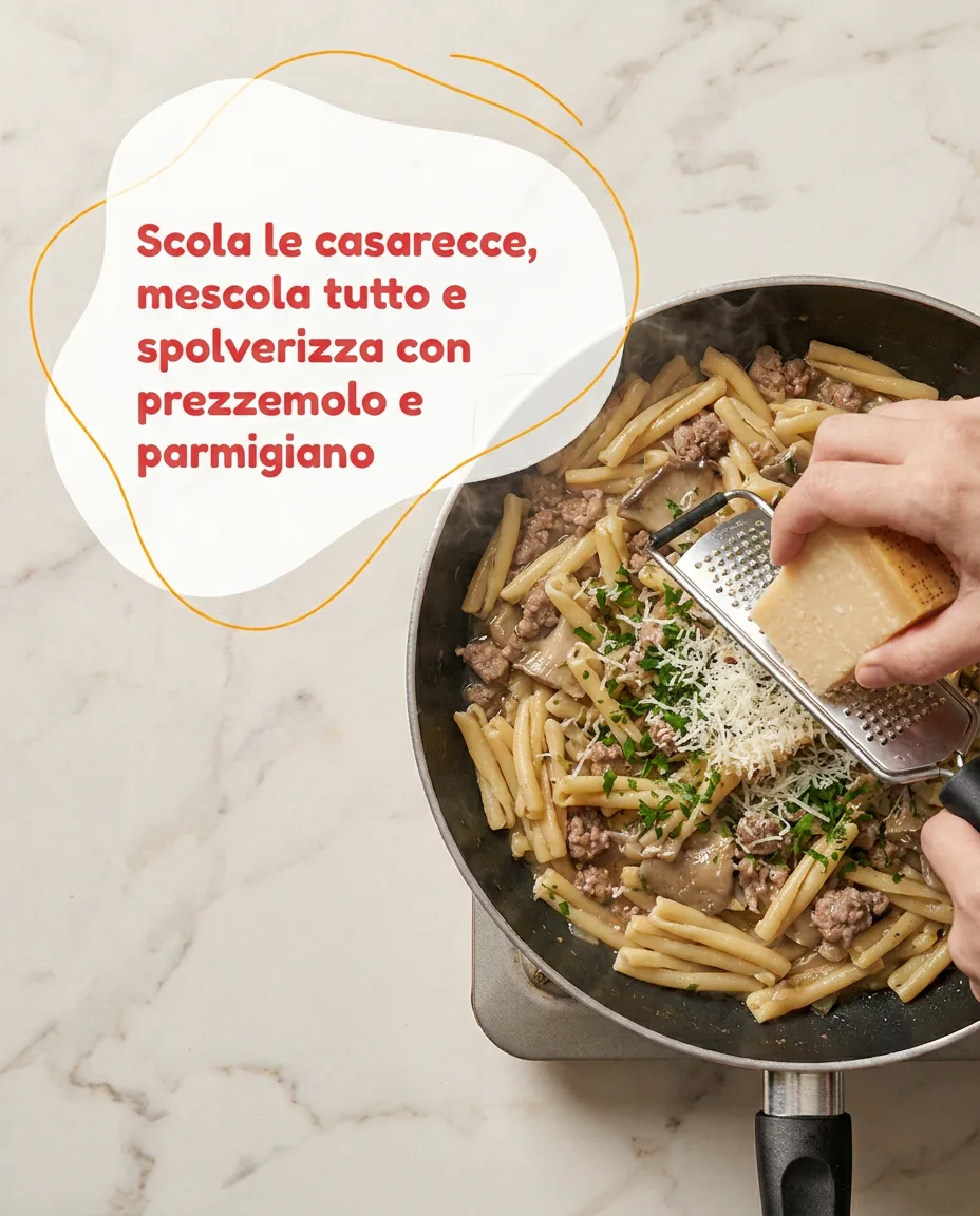 Casarecce con salsiccia e funghi fase 6
