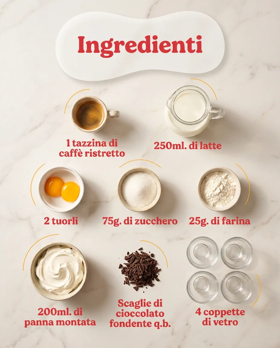 Coppetta di crema al caffè con panna e scaglie di cioccolato fase 2