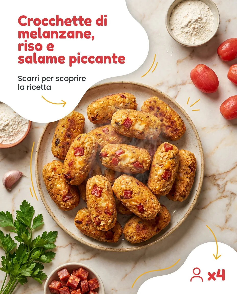 Crocchette di melanzane, riso e salame piccante