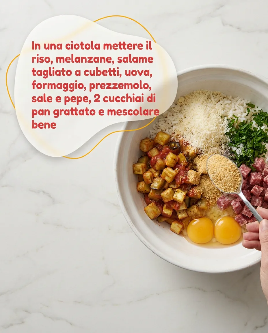 Crocchette di melanzane, riso e salame piccante fase 5