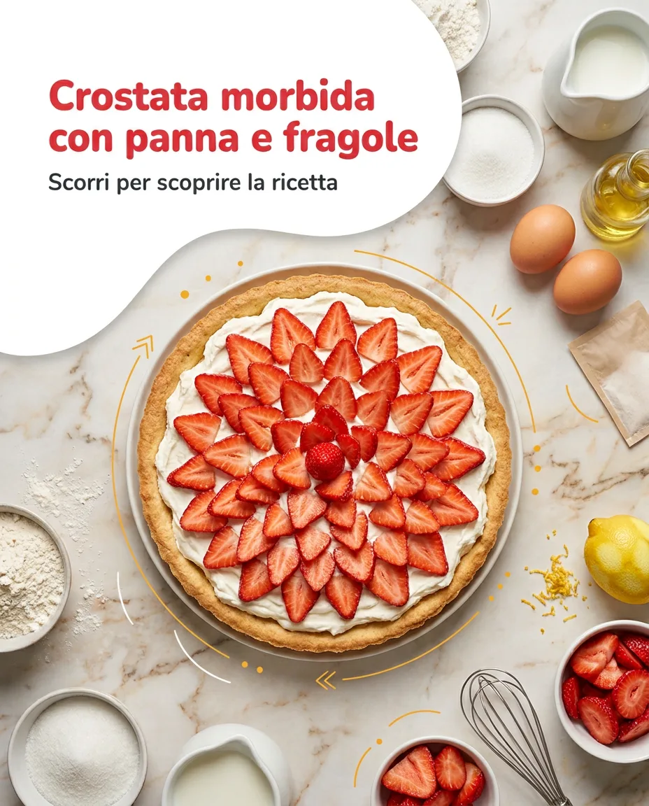 Crostata morbida con panna e fragole