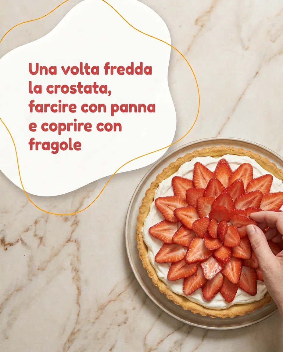 Crostata morbida con panna e fragole fase 9