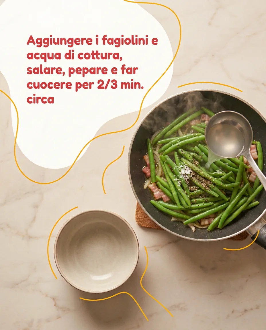 Fagiolini con cipolla e pancetta fase 6