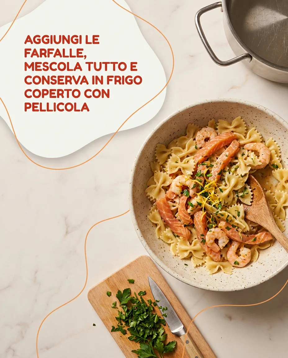 Farfalle con salmone e gamberetti fase 5