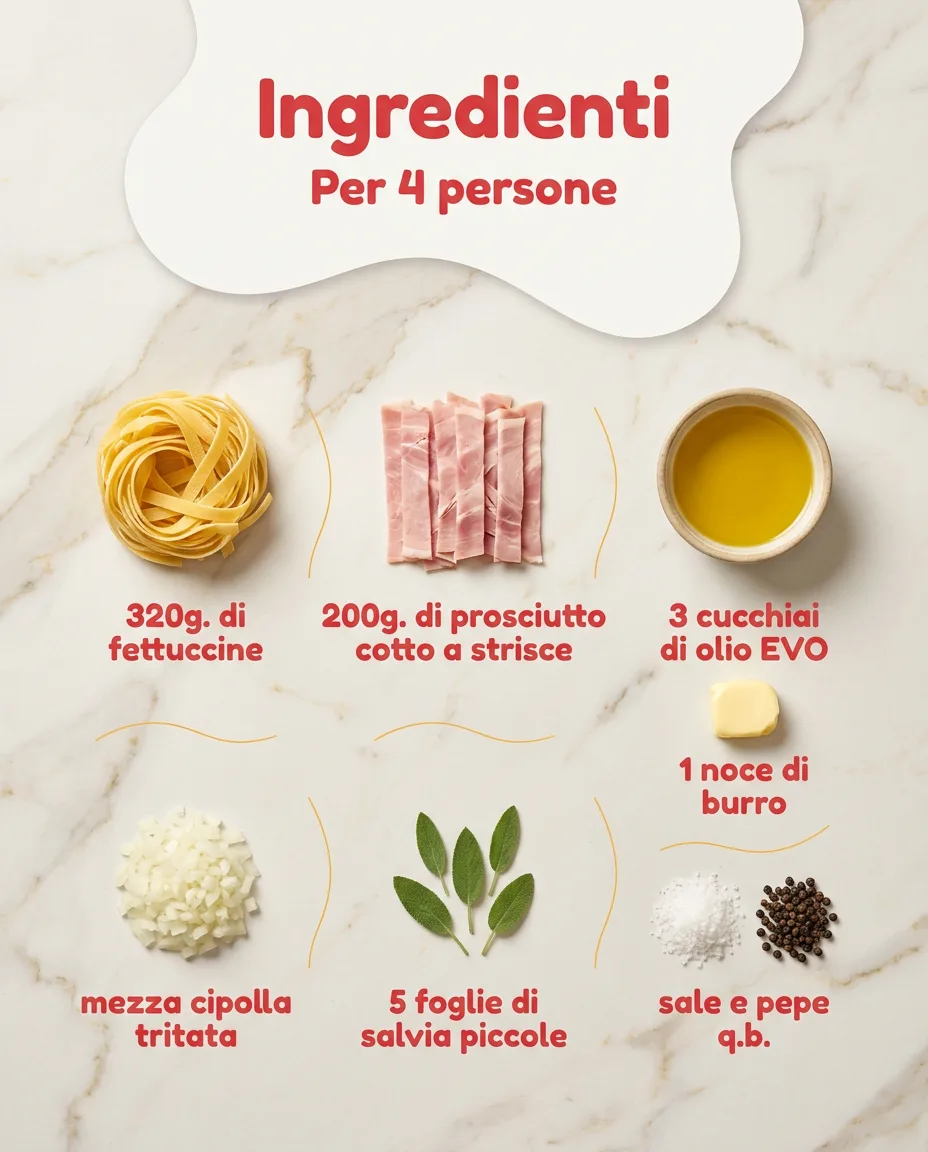 Fettuccine con con prosciutto cotto e salvia fase 2