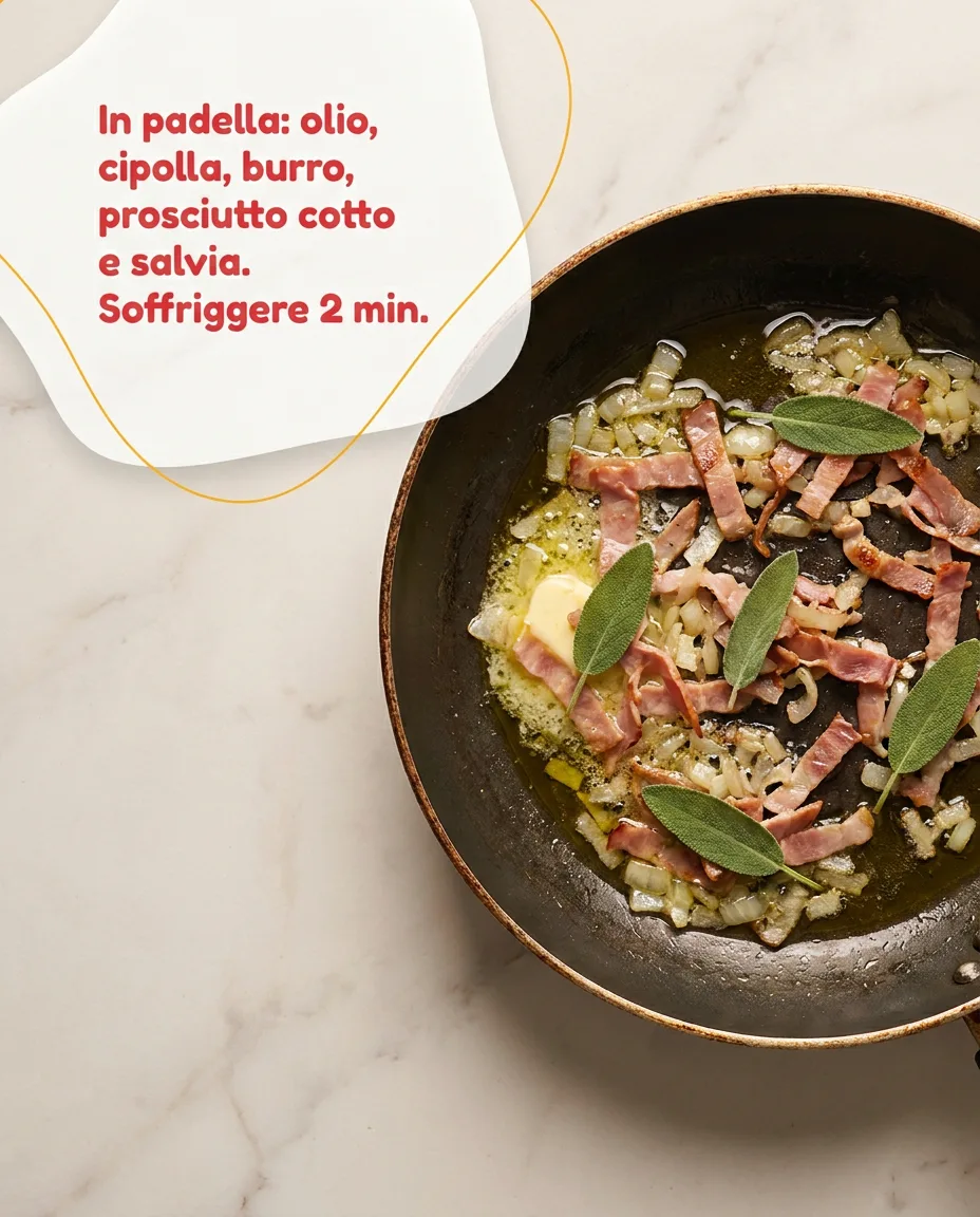 Fettuccine con con prosciutto cotto e salvia fase 3