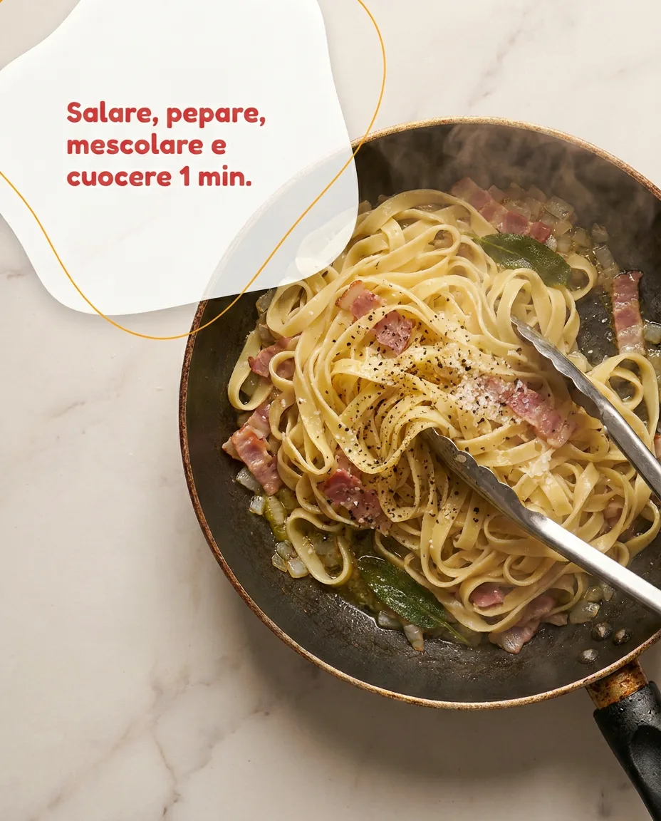 Fettuccine con con prosciutto cotto e salvia fase 5