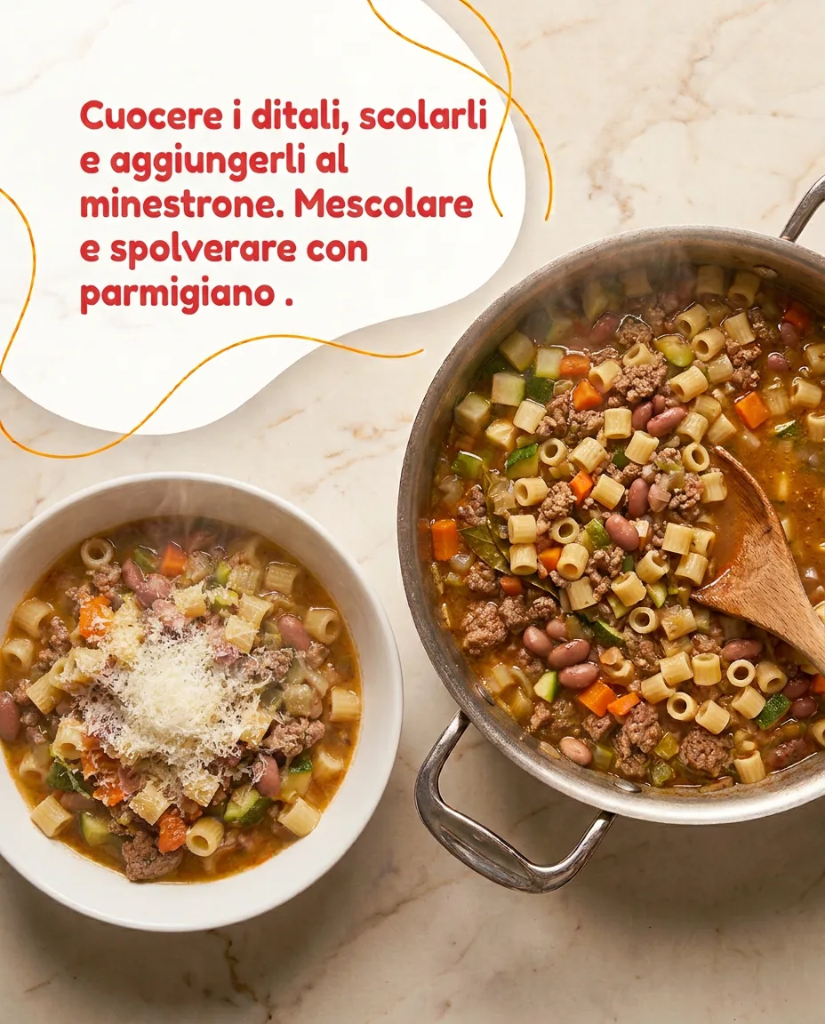 Minestrone pasta e carne fase 6