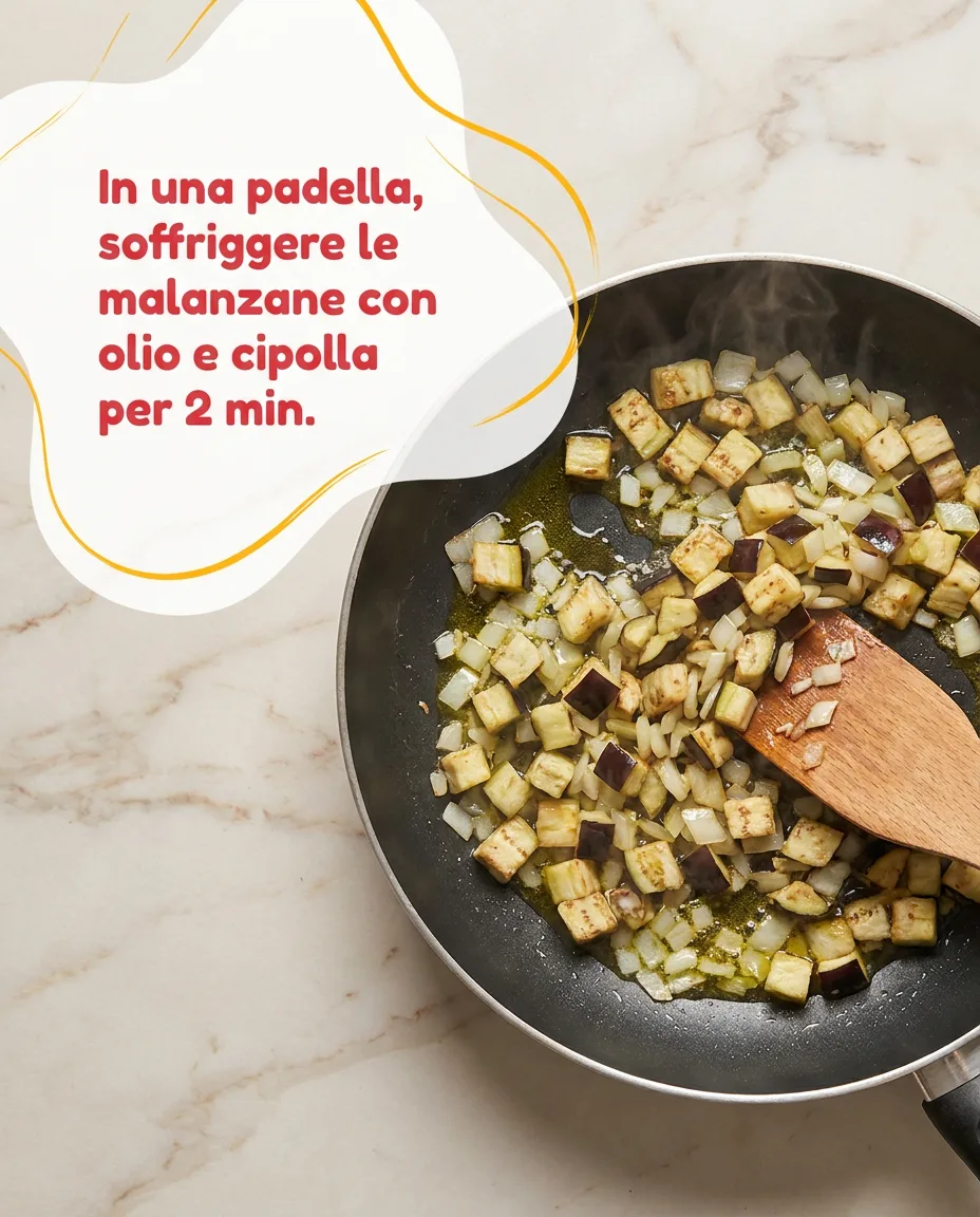 Paccheri con melanzane, speck e panna fase 3