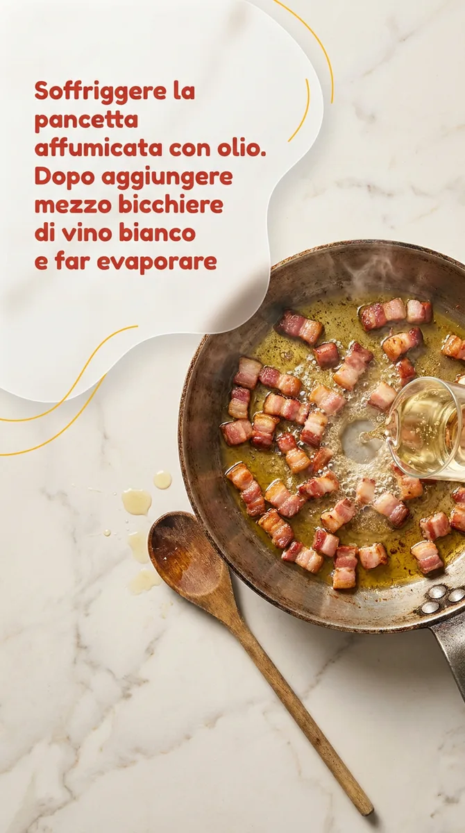 Rigatoni con pancetta affumicata e funghi champignon fase 3