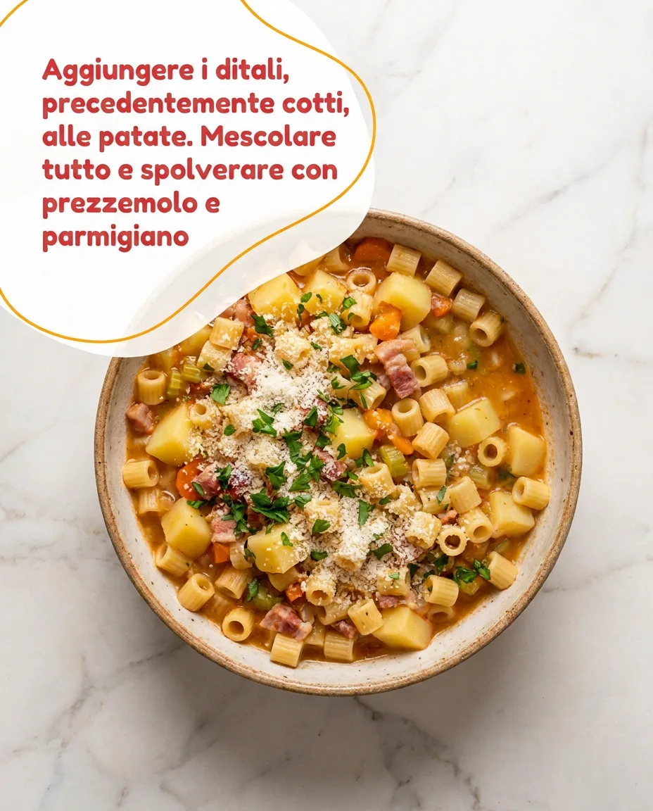 Pasta patate e pancetta affumicata fase 5