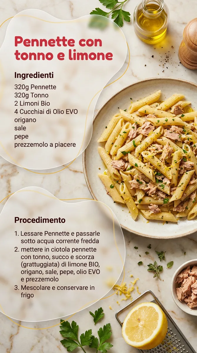 Pennette con tonno e limone