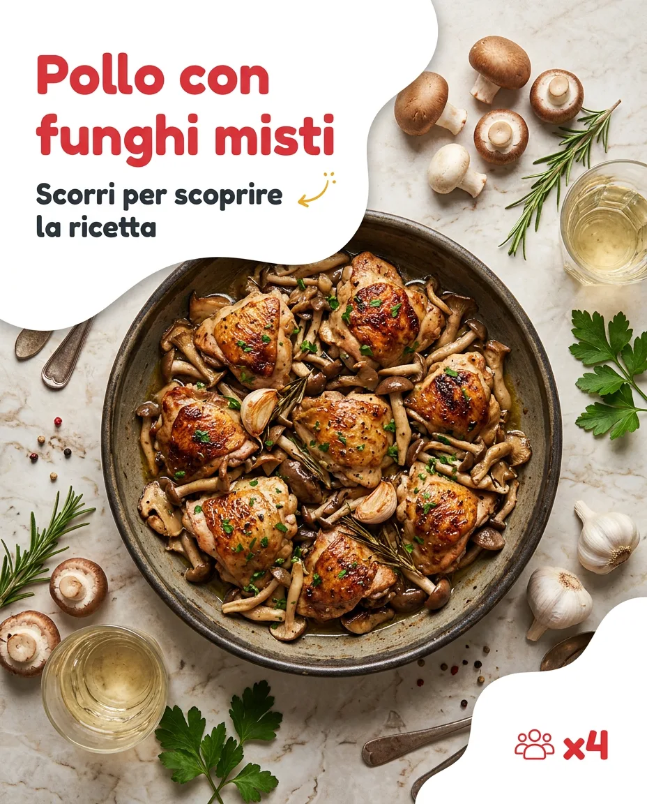 Pollo con funghi misti