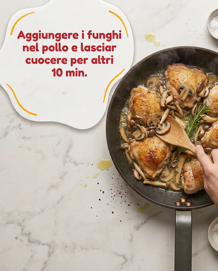 Pollo con funghi misti fase 6