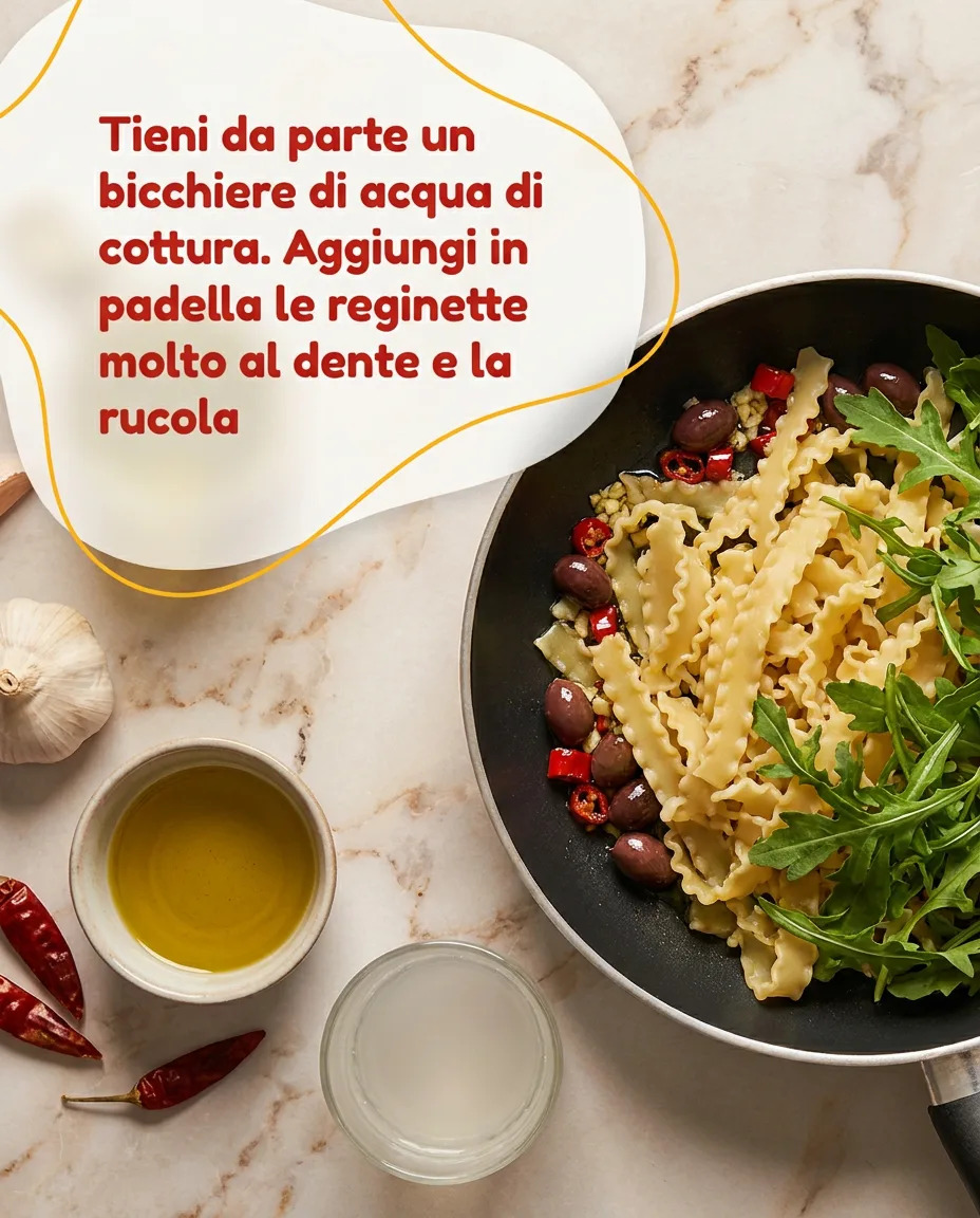Reginette con olive e rucola fase 4