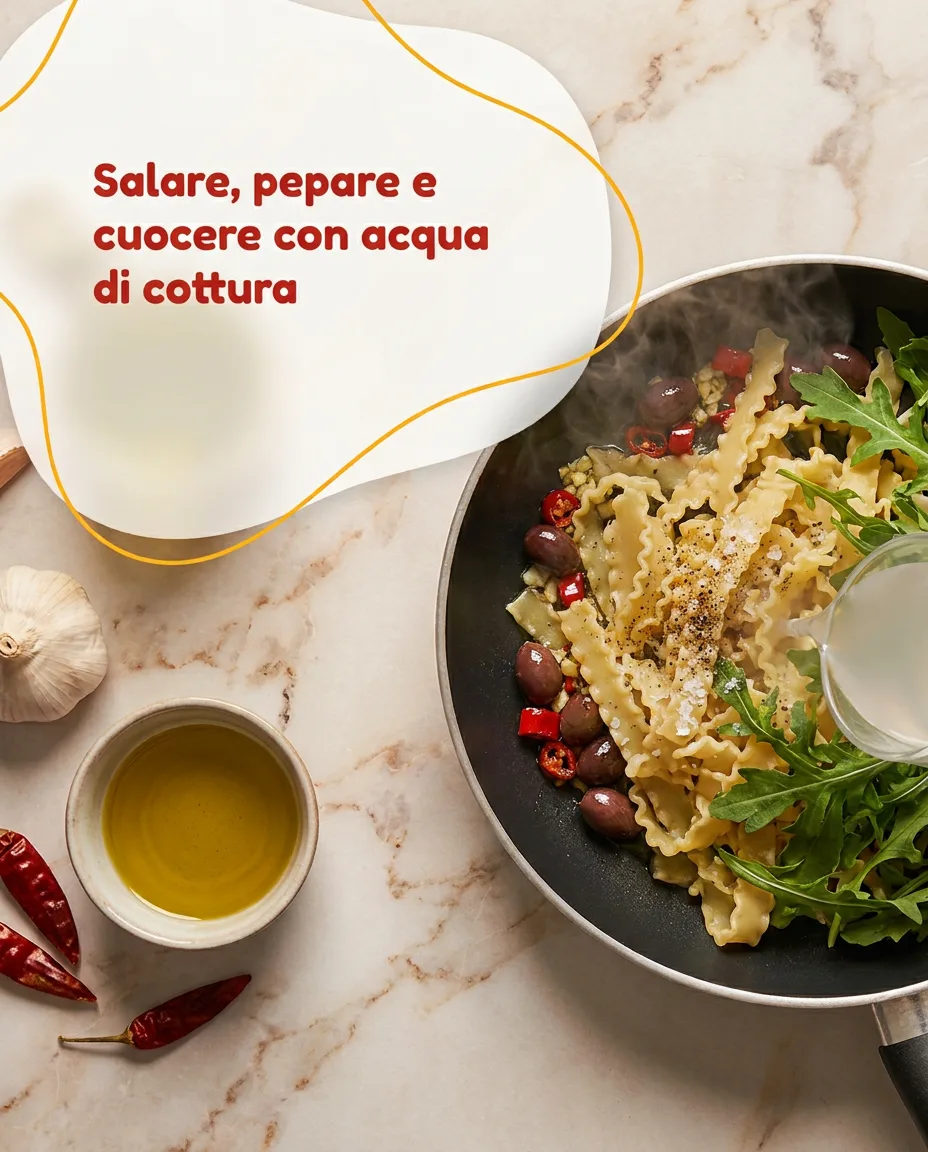 Reginette con olive e rucola fase 5