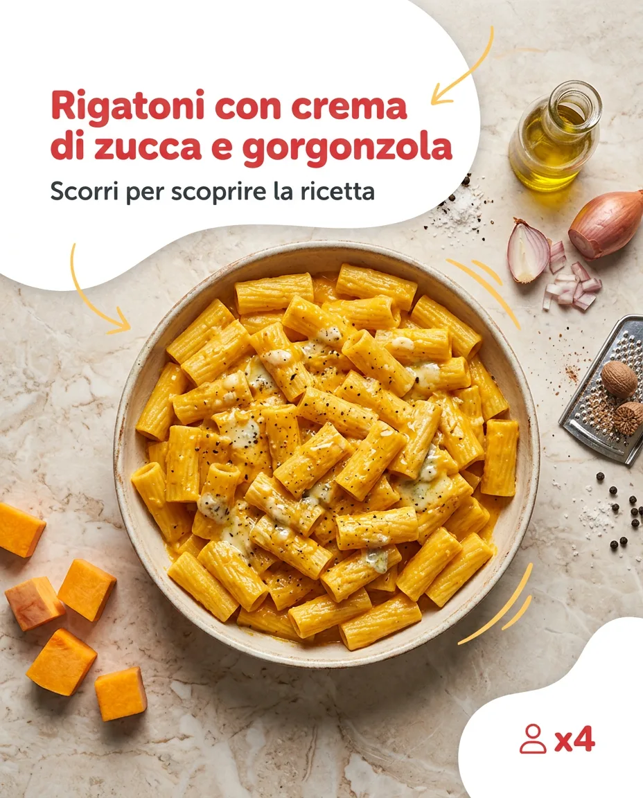 Rigatoni con crema di zucca e gorgonzola
