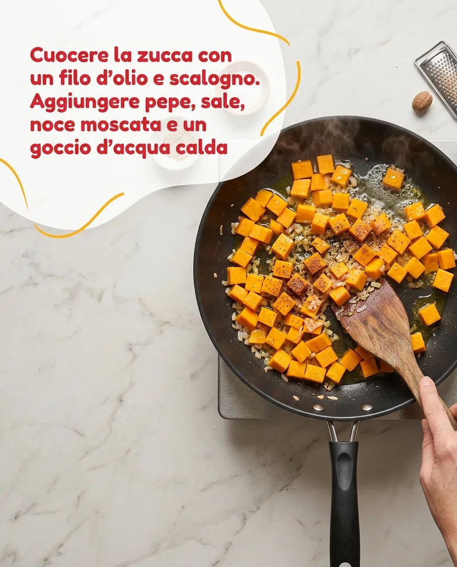 Rigatoni con crema di zucca e gorgonzola fase 3