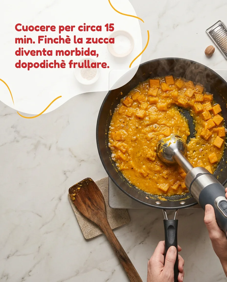 Rigatoni con crema di zucca e gorgonzola fase 4