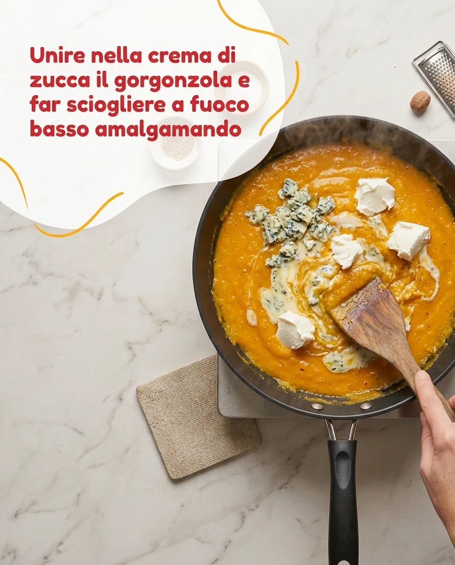 Rigatoni con crema di zucca e gorgonzola fase 5