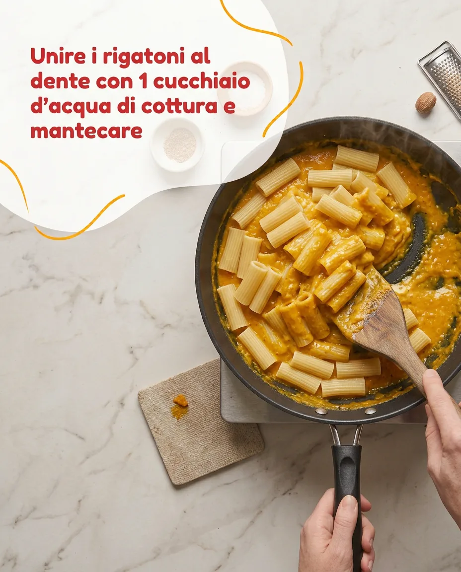 Rigatoni con crema di zucca e gorgonzola fase 6