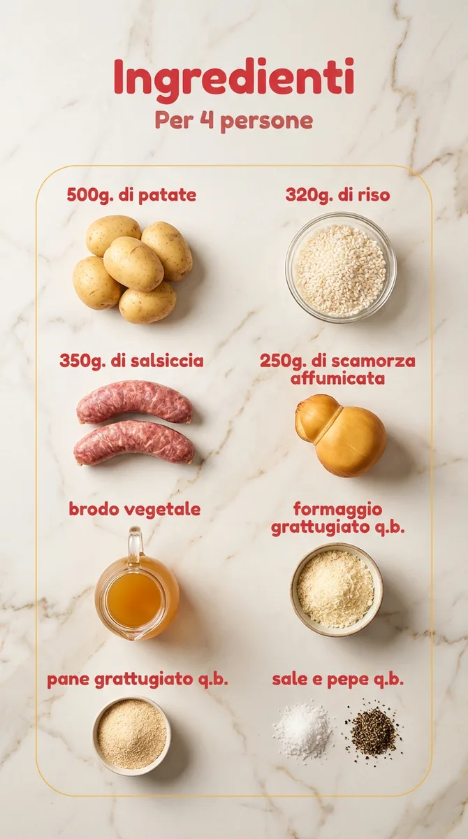 Riso con patate, salsiccia e scamorza affumicata al forno fase 2