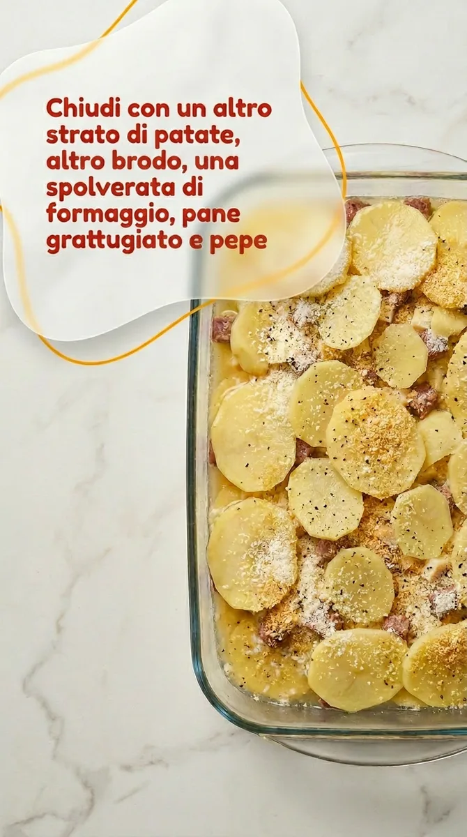 Riso con patate, salsiccia e scamorza affumicata al forno fase 6