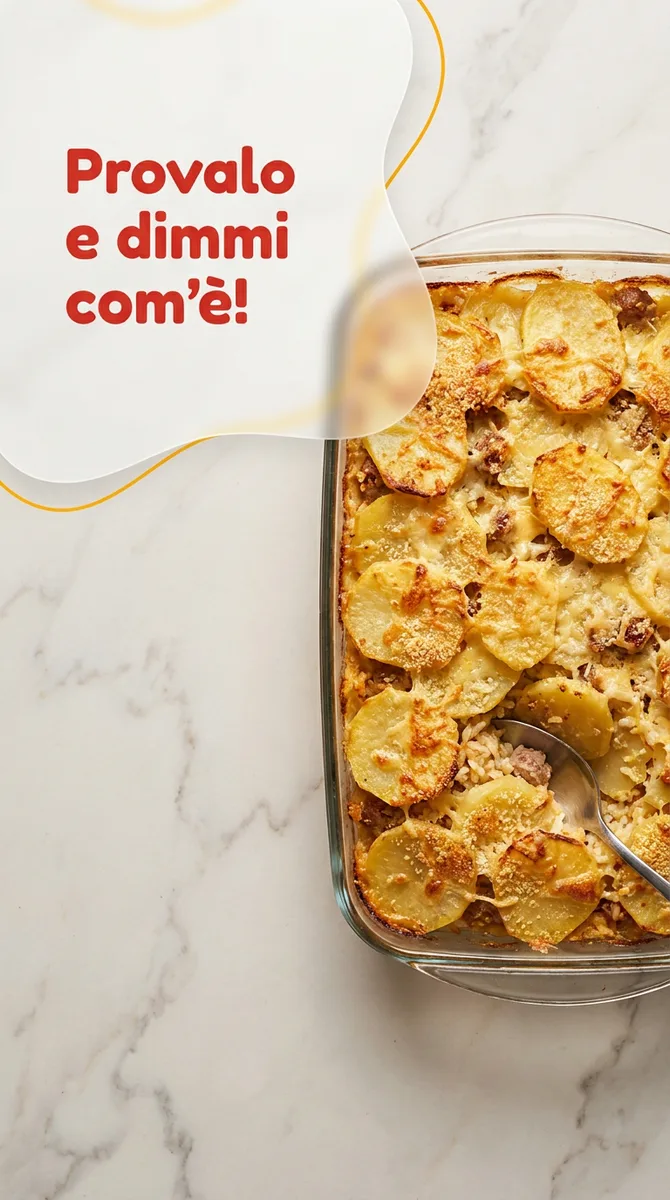 Riso con patate, salsiccia e scamorza affumicata al forno fase 8