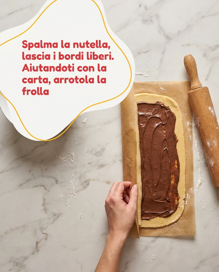 Rotolo di frolla con nutella fase 5