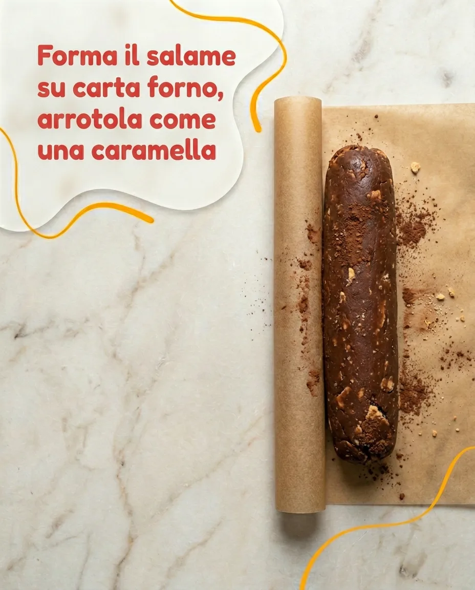 Salame al cioccolato senza uova fase 7