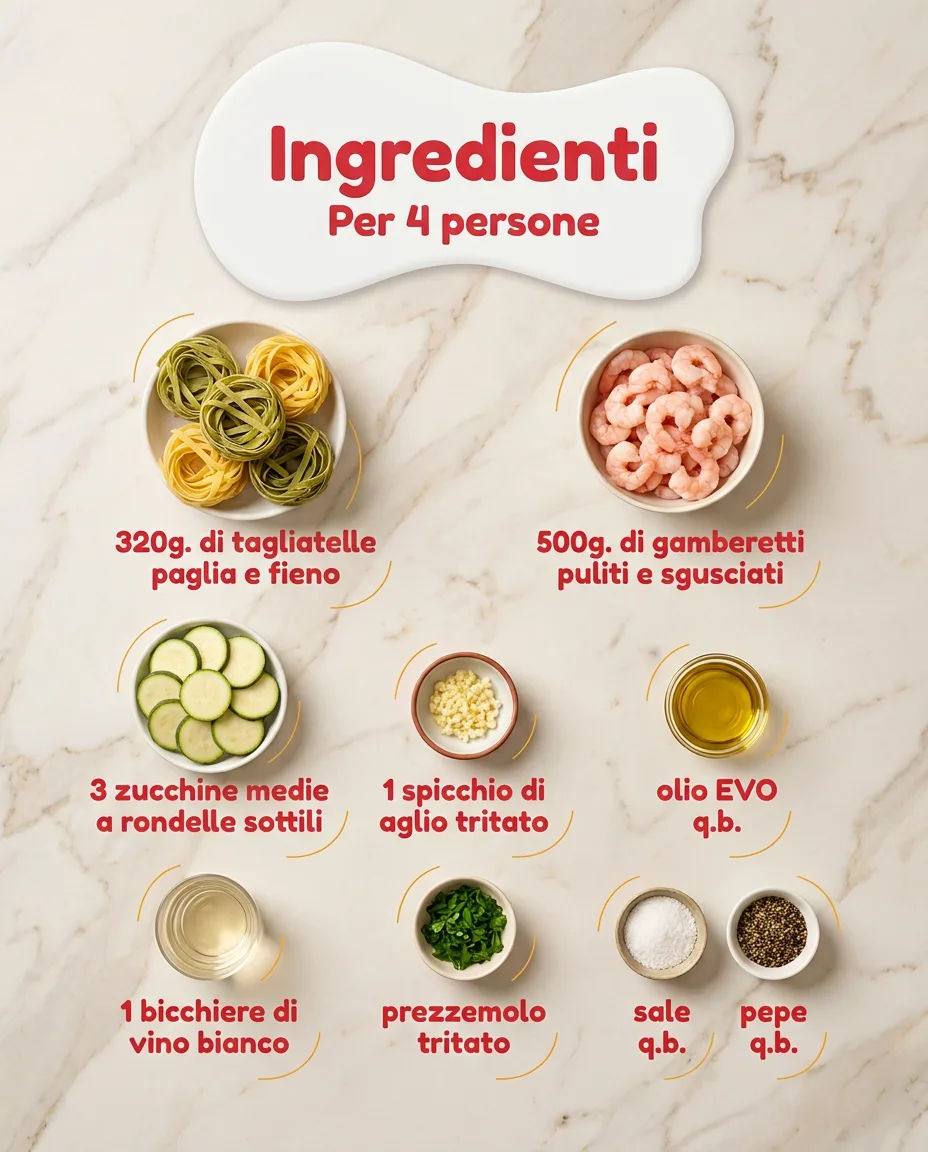 Tagliatelle paglia e fieno con zucchine e gamberetti fase 2