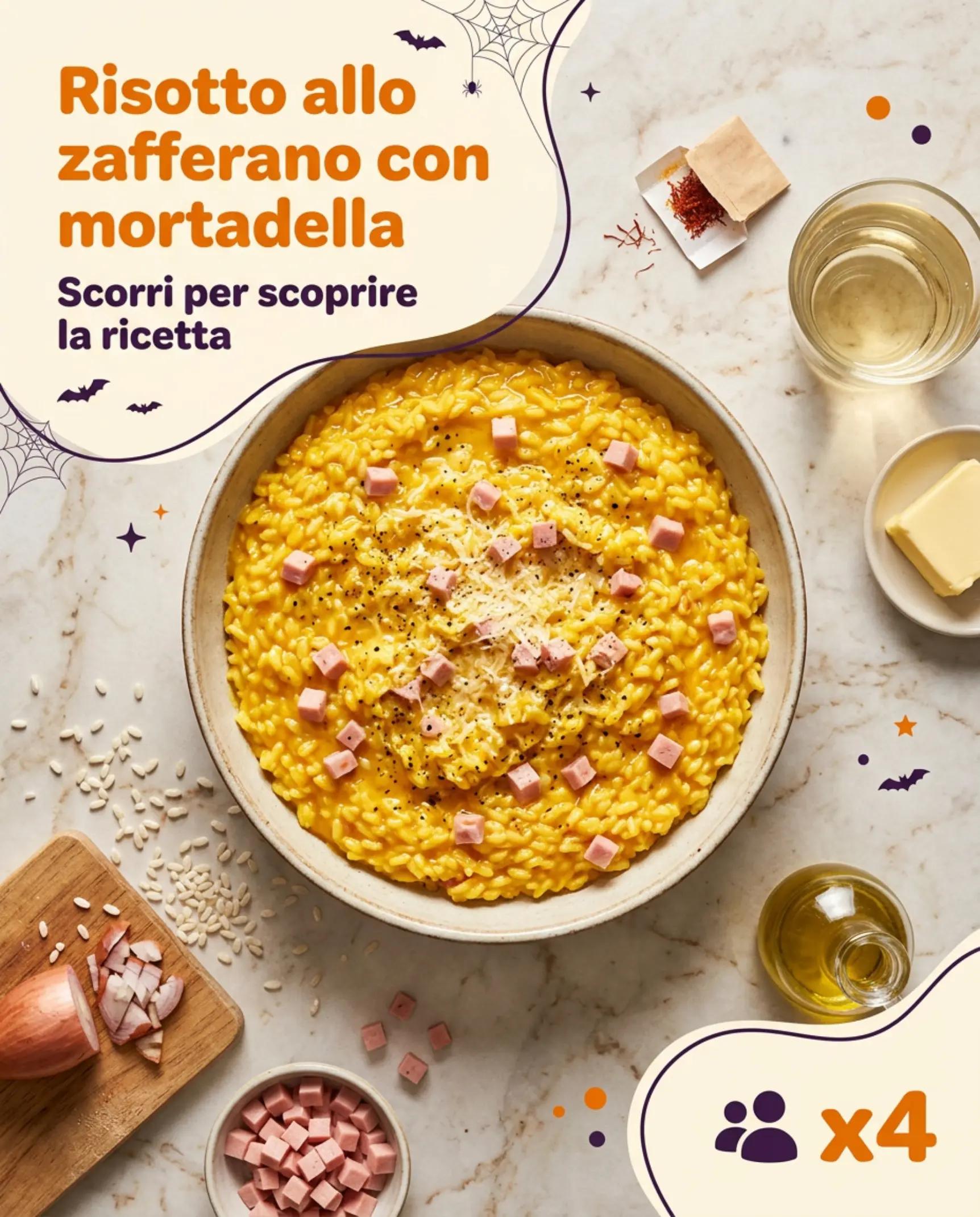 Risotto allo zafferano con mortadella