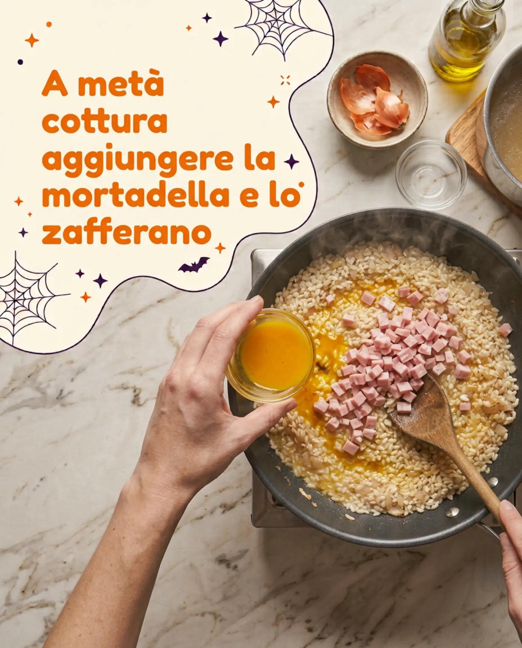 Risotto allo zafferano con mortadella fase 5