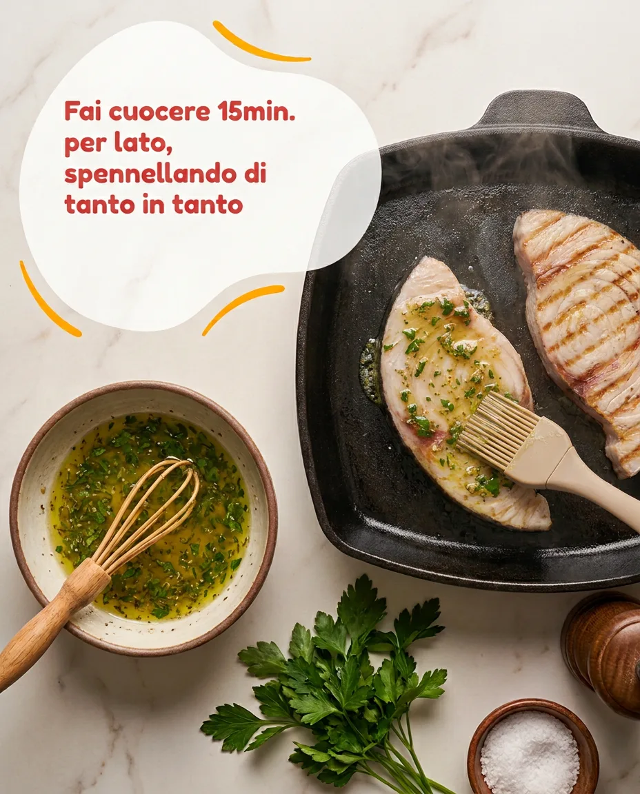 Pesce spada alla piastra fase 5