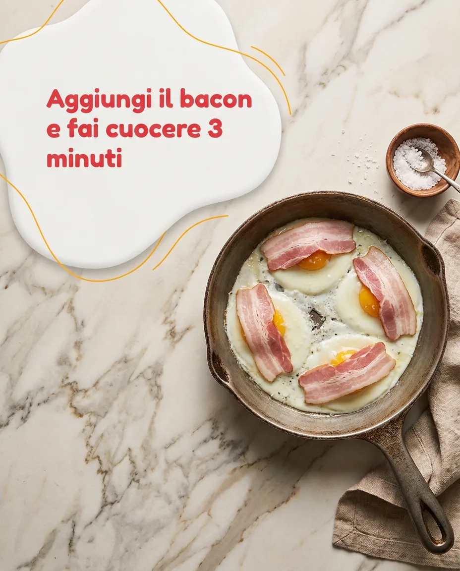 Uova con bacon e caciocavallo fase 4