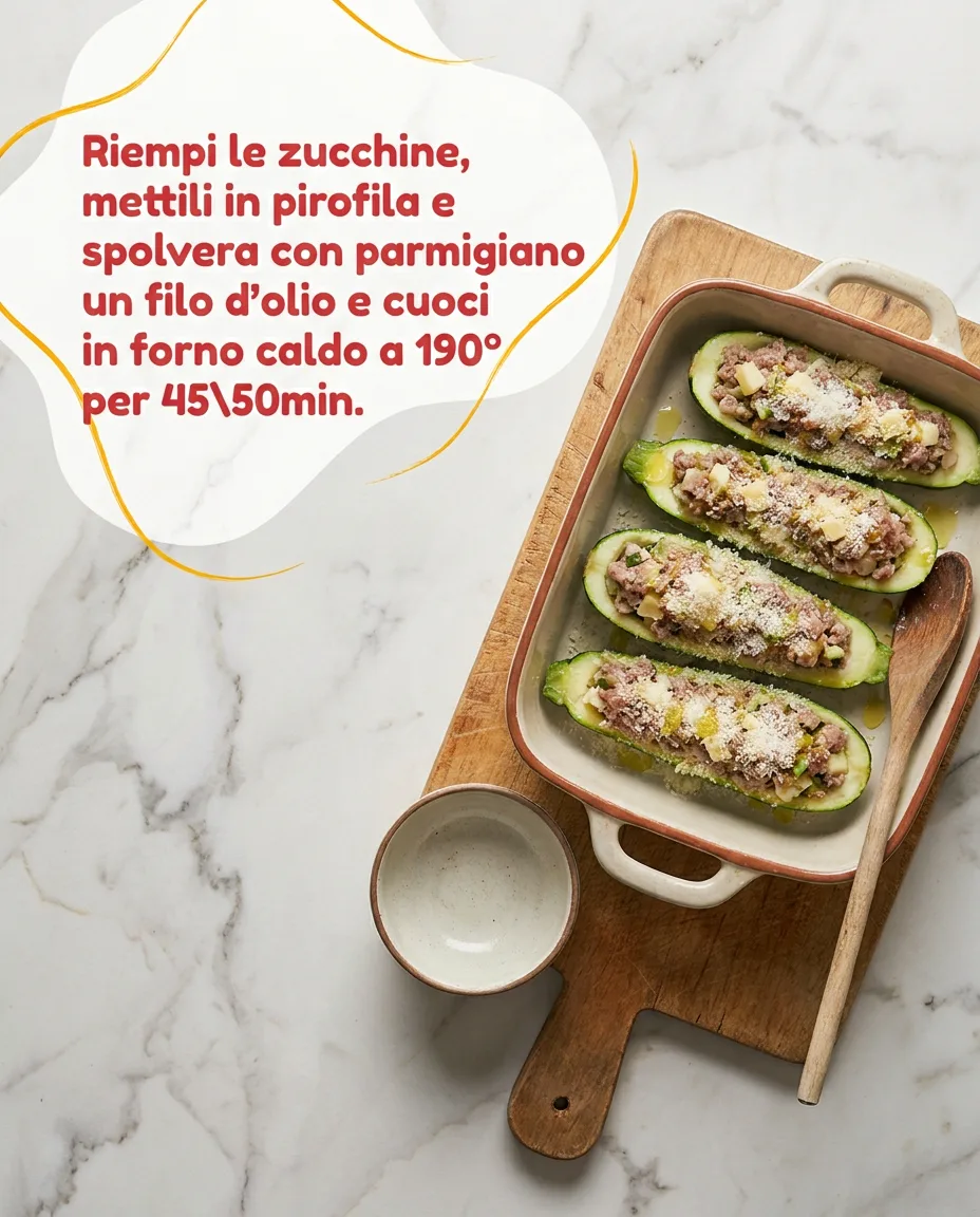 Zucchine ripiene con carne fase 6